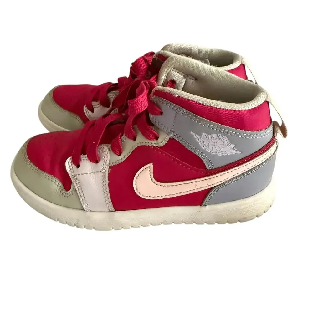 NIKE Youth Air‎ Jordan 1 Retro Mid GG Hyper Fuschia Girls Sneakers, 13C